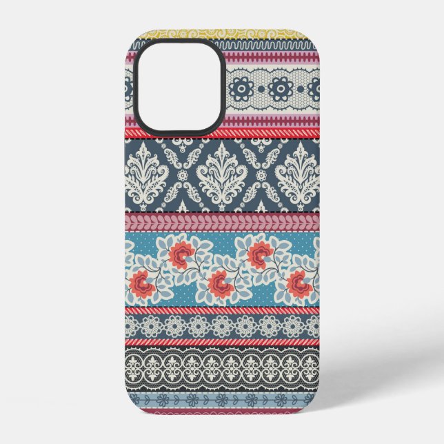 Coque iPhone Motif sans couture avec des carreaux patchwork. (Verso)