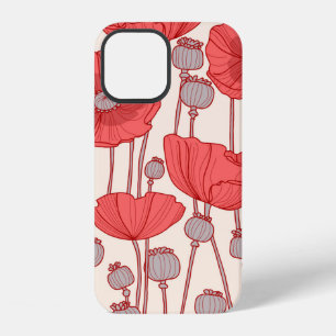 Coque iPhone 12 Motif sans couture avec des coquelicots.