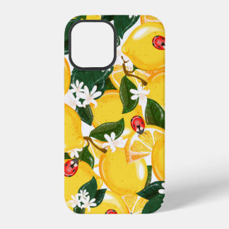 Coque iPhone 12 Motif sans couture avec des fruits tropicaux au ci