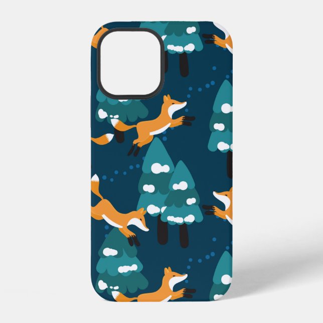Coque iPhone Motif sans couture avec différents mignons renards (Verso)