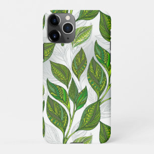 Coque iPhone 11Pro Motif sans couture avec Feuilles de thé vert