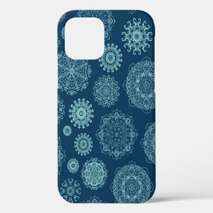 Coque iPhone 12 Motif sans couture avec fissure de neige lacée, ar