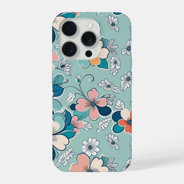 Coque iPhone Motif sans couture avec fleurs (Verso)