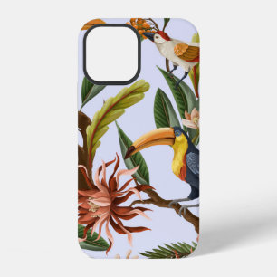 Coque iPhone 12 Motif sans couture avec oiseaux et feuilles tropic