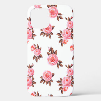 Coque iPhone 12 Motif sans couture avec rosesbeautiful, noir