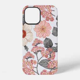 Coque iPhone 12 Motif sans couture. Belle toile fleurie réaliste