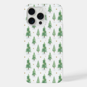 Coque iPhone 15 Pro Max Motif sans couture d'arbres de Noël à l'aquarelle