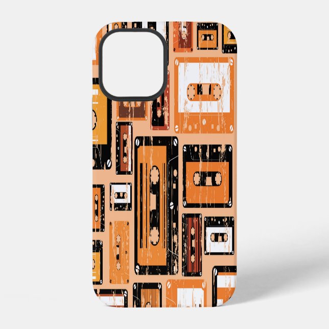 Coque iPhone Motif sans couture de cassette rétro (Verso)
