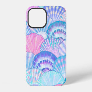 Coque iPhone 12 Motif sans couture de coquille de mer à l'aquarell