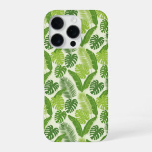 Coque iPhone 16 Pro Motif sans couture de feuilles tropicales & Monste