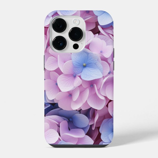 Coque iPhone Motif sans couture de fleurs d'hortensia (Verso)