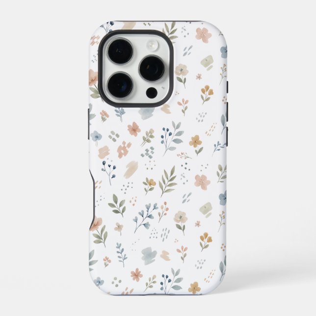 Coque iPhone Motif sans couture de fleurs sauvages à l'aquarell (Verso)