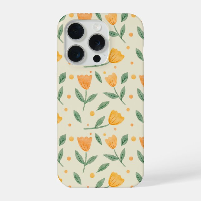 Coque iPhone Motif sans couture de fleurs sauvages orange à l'a (Verso)