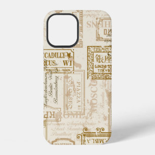 Coque iPhone 12 Motif sans couture de panneaux de rue vintage en c
