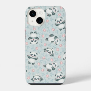 Coque Pour iPhone 14 Motif sans couture de pattes de panda mignon et de