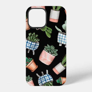 Coque iPhone 12 Motif sans couture de plantes domestiques à l'aqua
