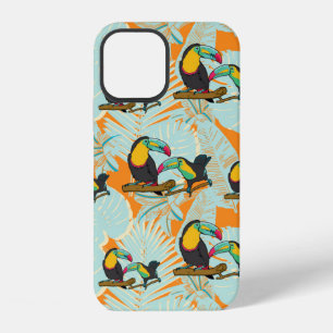 Coque iPhone 12 Motif sans couture de toucan aux feuilles tropical