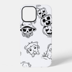 Coque iPhone 12 Motif sans couture d'icônes Halloween avec dessin 