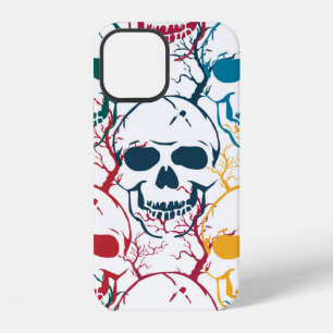 Coque iPhone 12 Motif sans couture Halloween avec des crânes. Coul