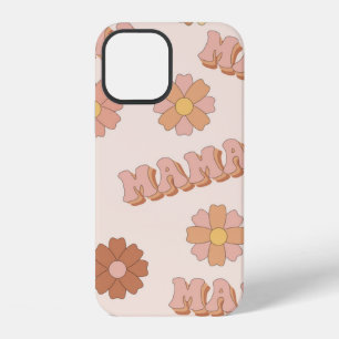 Coque iPhone 12 Motif sans couture hippie maman. Fond funky. M