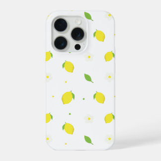 Coque iPhone 15 Pro Motif sans couture orange jaune avec fleurs blanch