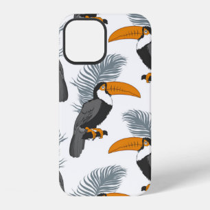 Coque iPhone 12 Motif sans couture tropical avec toucans et feuill
