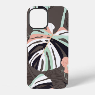 Coque iPhone 12 Motif sans couture vintage. Floral tropical contem