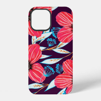 Coque iPhone 12 Motif sans soudure à base de plantes florales dess