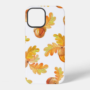 Coque iPhone 12 motif sans soudure automne avec feuilles en chêne 