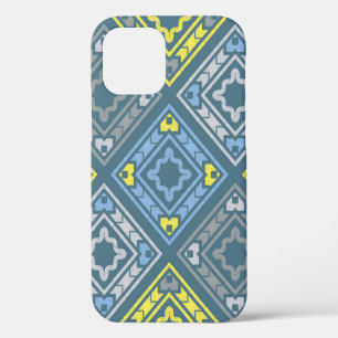 Coque iPhone 12 Motif sans soudure. Motif folklorique. Géométrie v
