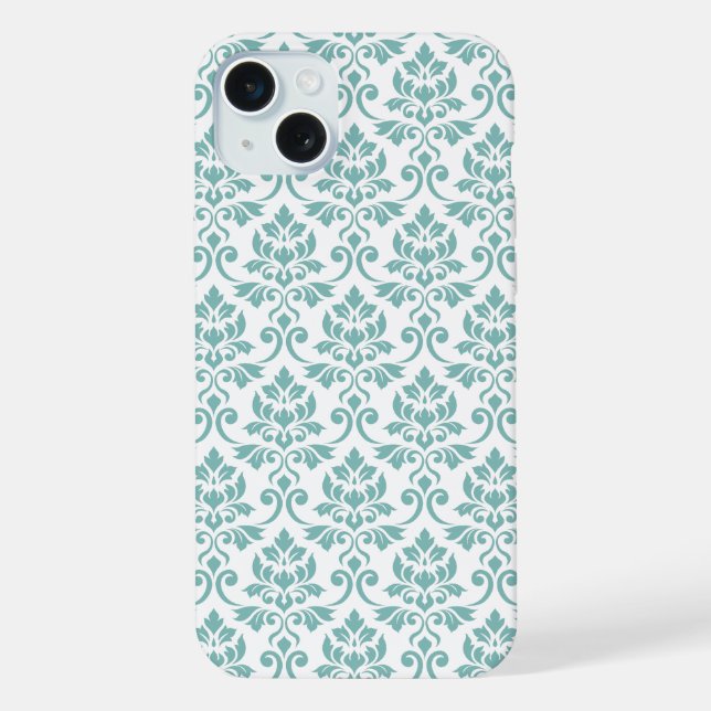 Coque iPhone Motif sarcelle damas Feuille (Verso)