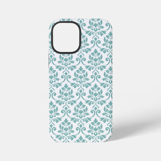 Coque iPhone Motif sarcelle damas Feuille (Verso)