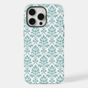 Coque iPhone 15 Pro Max Motif sarcelle damas feuille