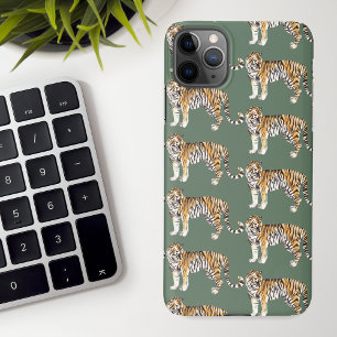 Coque iPhone 11Pro Max Motif sauvage des tigres d'aquarelle tropicale mod