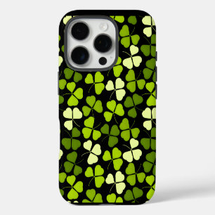 Coque iPhone 16 Pro Motif Shamrock foncé vert et noir