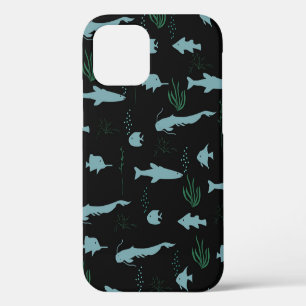 Coque iPhone 12 motif sous-marin Abstrait avec poissons et algues