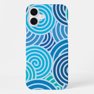 Coque iPhone 16 Plus Motif spirale bleu moderne