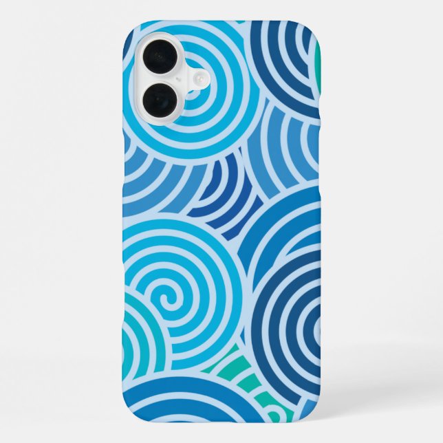 Coque iPhone Motif spirale bleu moderne (Verso)
