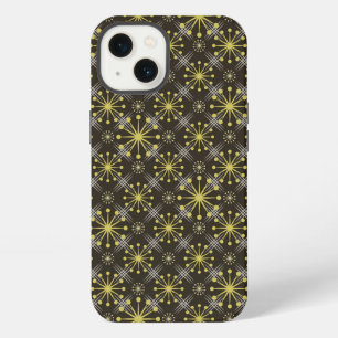 Etui iPhone 13 Motif Starburst et Lignes de Style Milieu de Siècl