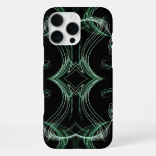 Coque iPhone 16 Pro Max Motif textile fractal ou papier peint en noir et v
