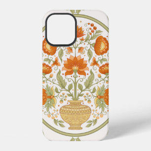 Coque iPhone 12 Motif traditionnel moghol, fleurs de fantaisie en