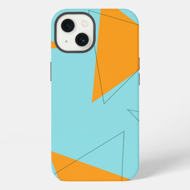 Coque iPhone Motif triangle bleu, orange, cool, branché, modern (Verso)