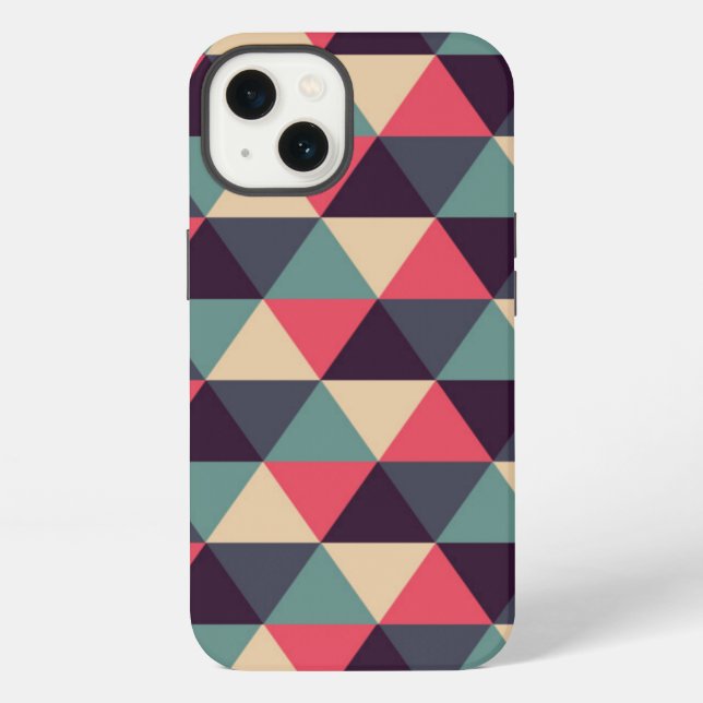 Coque iPhone Motif triangle rose et sarcelle (Verso)