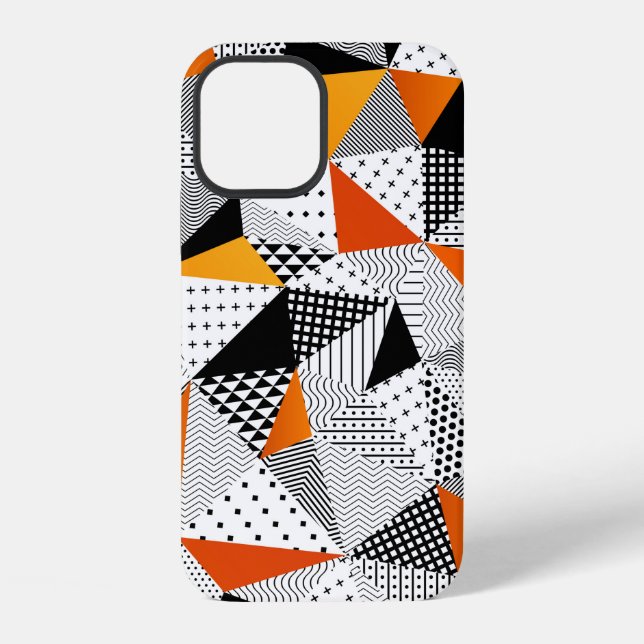 Coque iPhone Motif triangulaire sans couture. Mode contrastée (Verso)