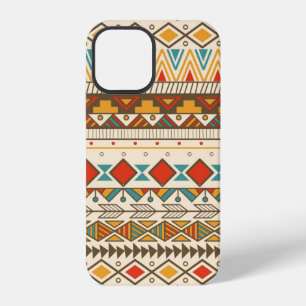 Coque iPhone 12 Motif tribal aztèque en bandes, illustration vinta