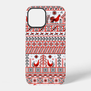 Coque iPhone 12 Motif tribal ethnique rouge sans couture