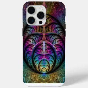 Coque iPhone 15 Pro Max Motif tripant coloré abstrait d'art fractal