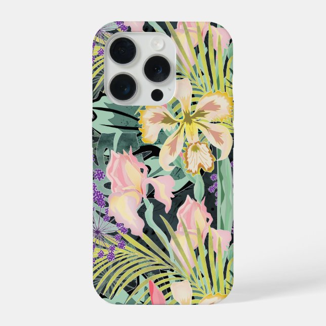 Coque iPhone Motif tropical avec orchidées. (Verso)