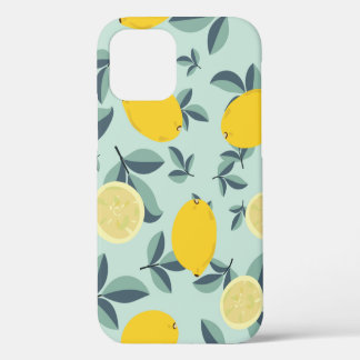 Coque iPhone 12 Motif tropical sans couture avec citrons jaunes