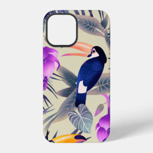 Coque iPhone 12 Motif tropical sans couture avec toucans, monstre,